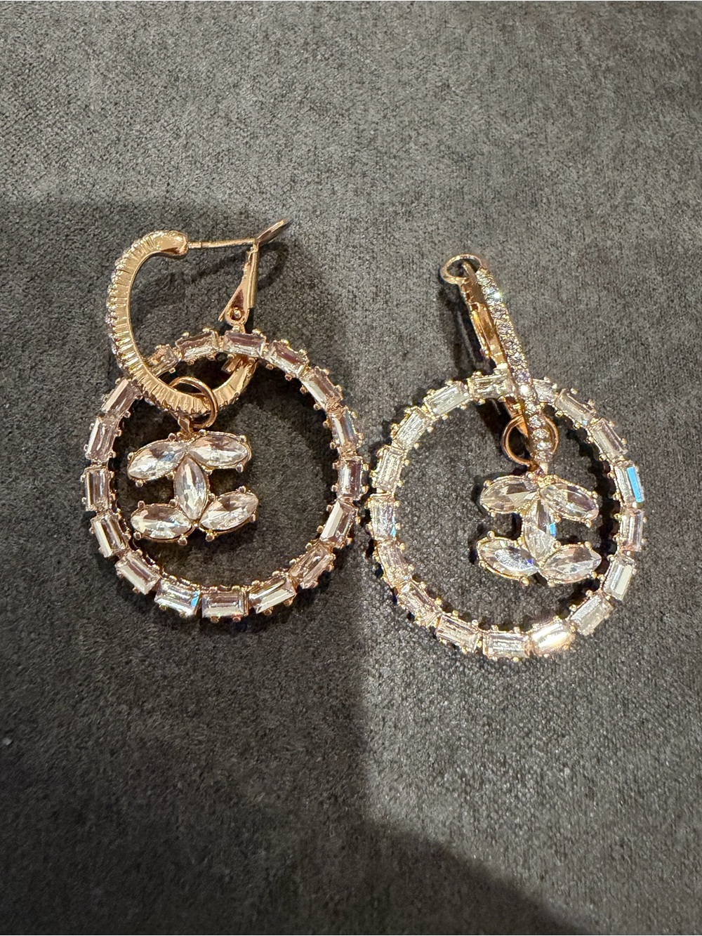 Others Follow Gold Crystal Hoop Drop Earrings